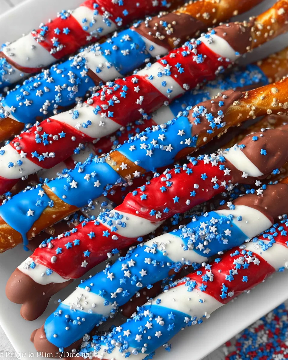 4th of July Chocolate Covered Pretzel Rods 13 4th