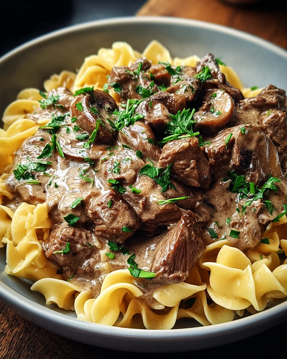 Beef Stroganoff with Egg Noodles