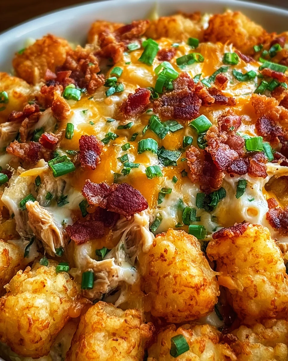 Easy Chicken Bacon Ranch Tater Tot Casserole