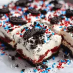 No Bake Fireworks Oreo Cheesecake bars 18 No Bake Fireworks Oreo Cheesecake bars