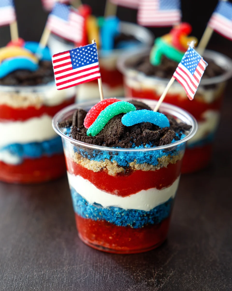 Red, White and Blue Dirt Cups 14 Red,