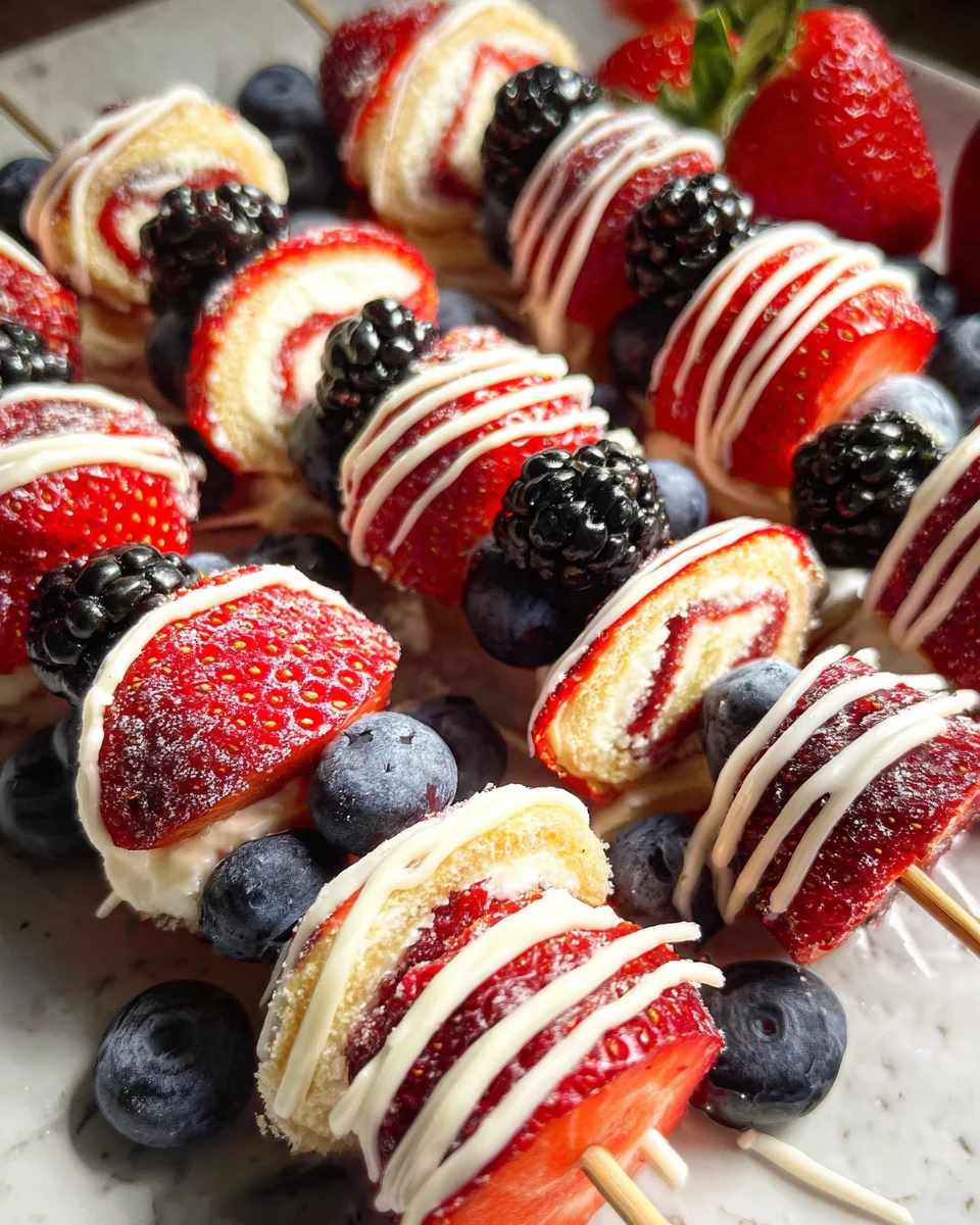 Red, White and Blue Fruit Kabobs