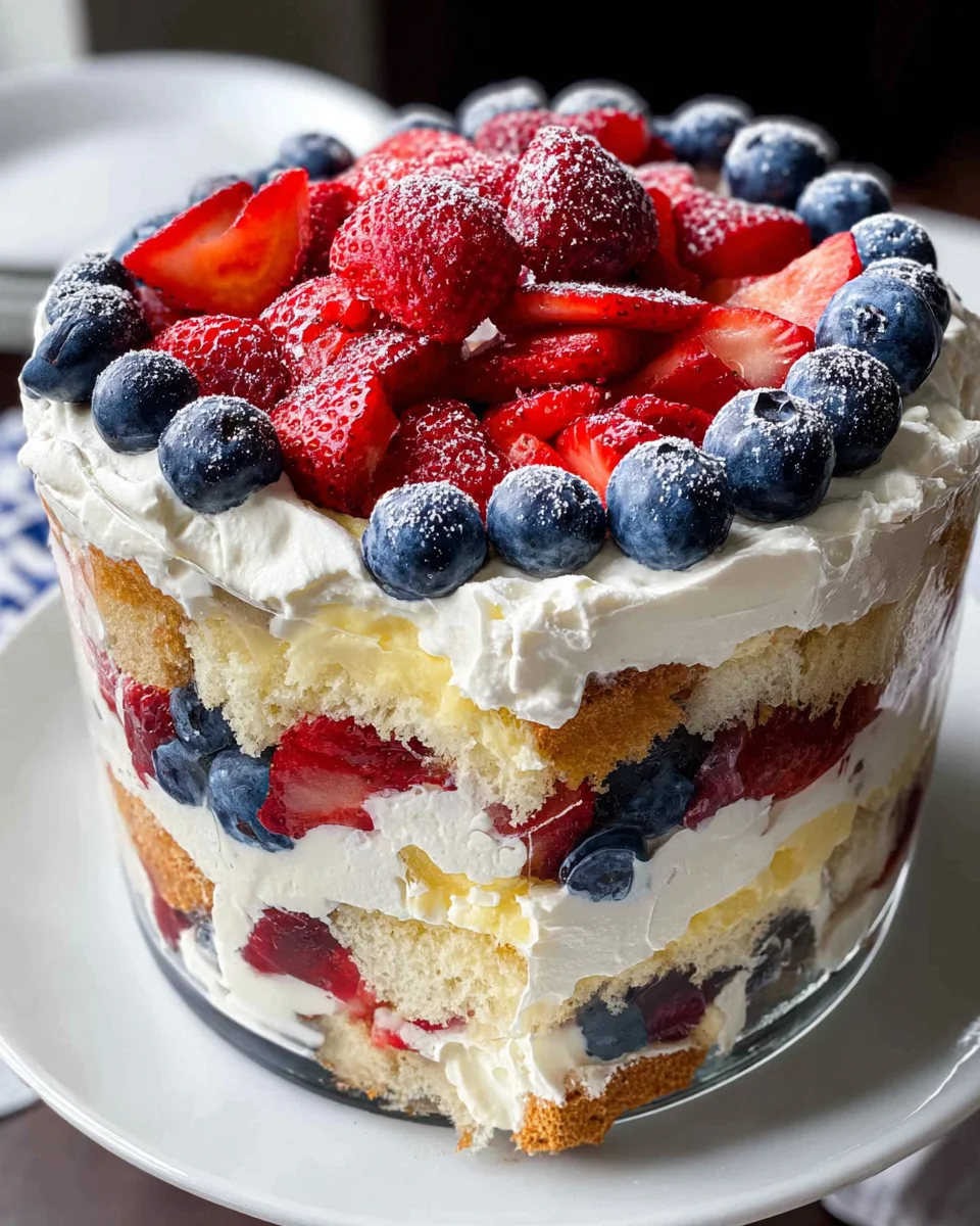 Red, White and Blue Strawberry Shortcake Trifle