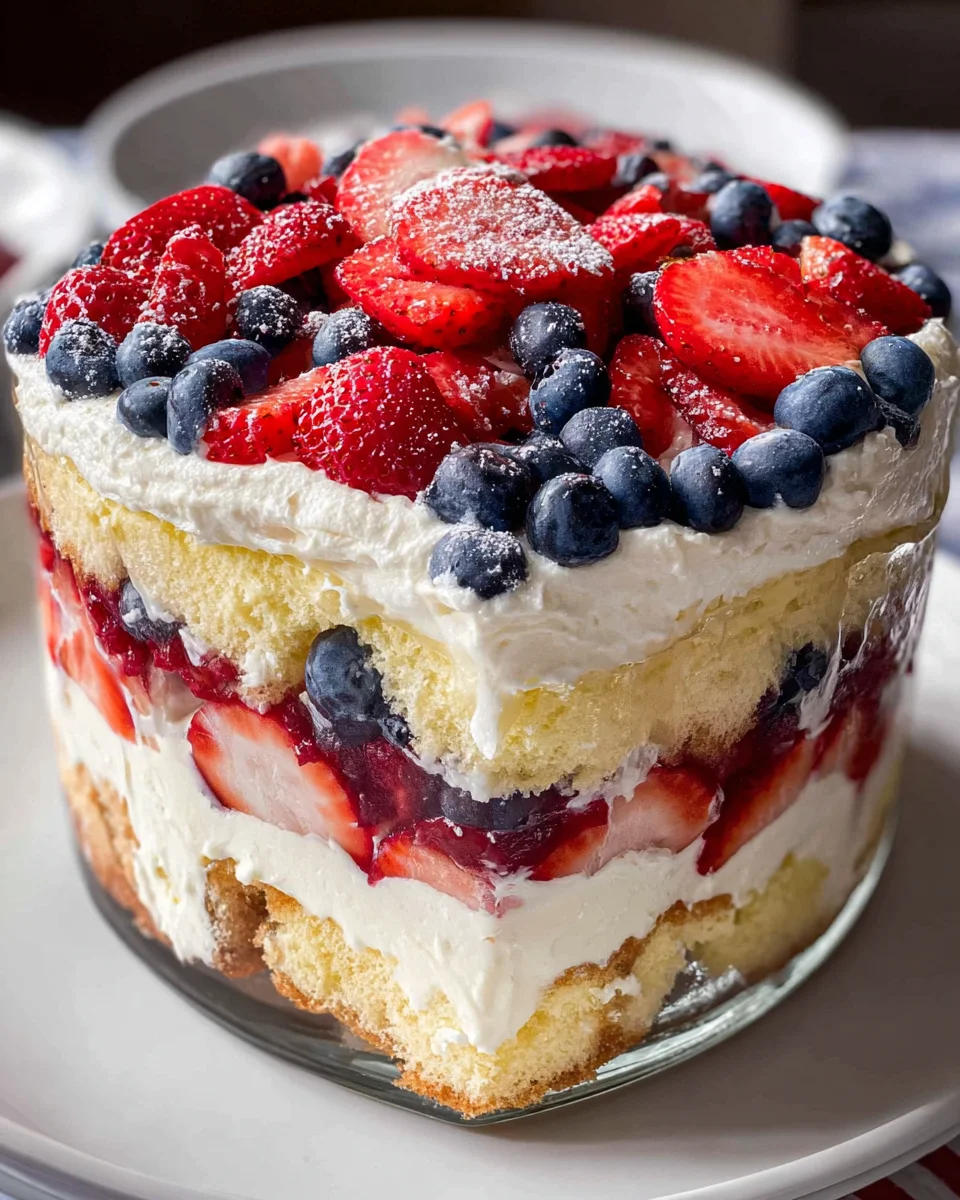 Red, White and Blue Strawberry Shortcake Trifle 15 Red,