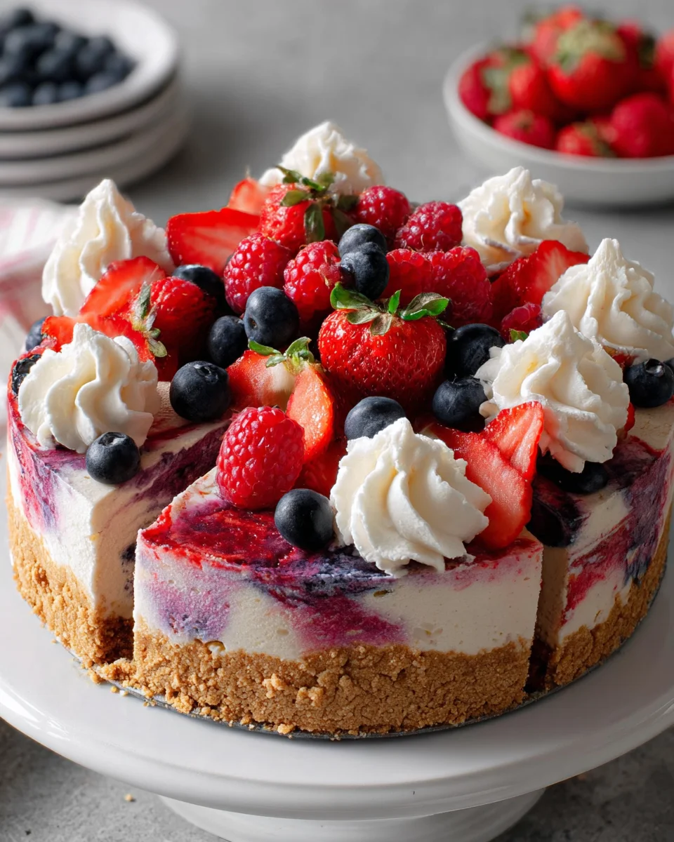 Triple Berry No-Bake Cheesecake