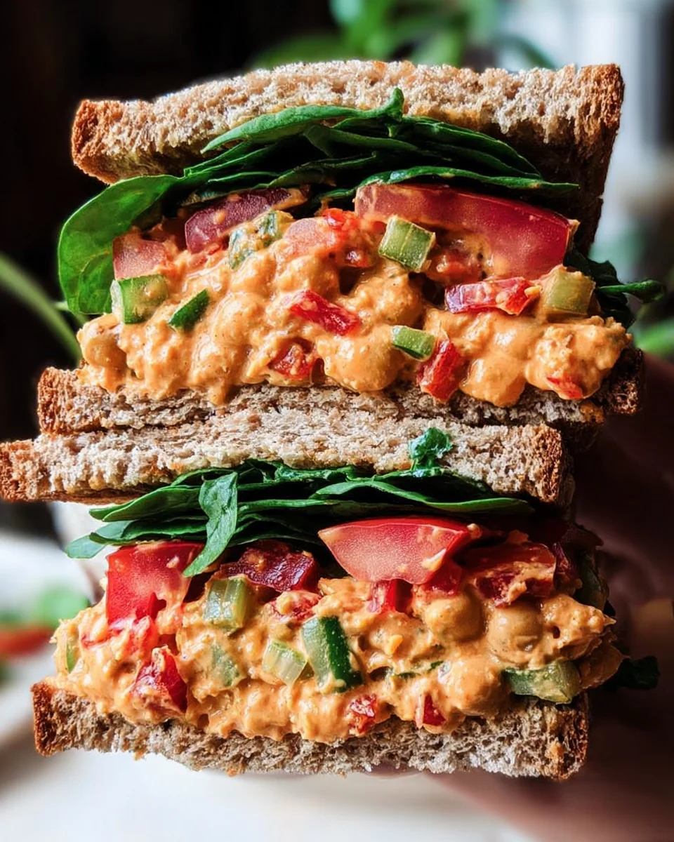Vegan Buffalo Chickpea Salad Sandwich