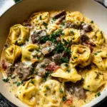 Cheesesteak Tortellini in Creamy Provolone Sauce
