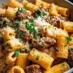 Creamy Parmesan Beef Rigatoni