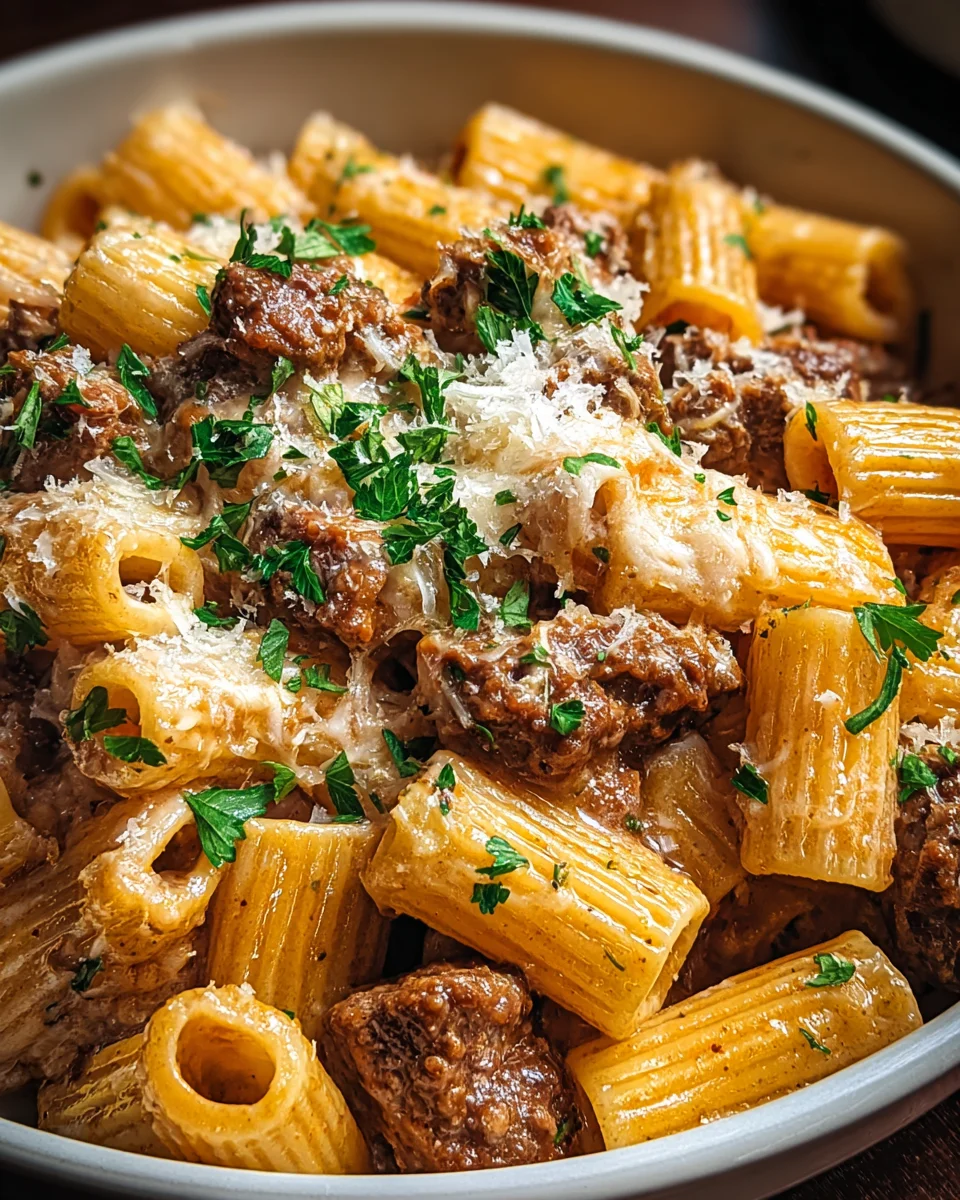 Creamy Parmesan Beef Rigatoni