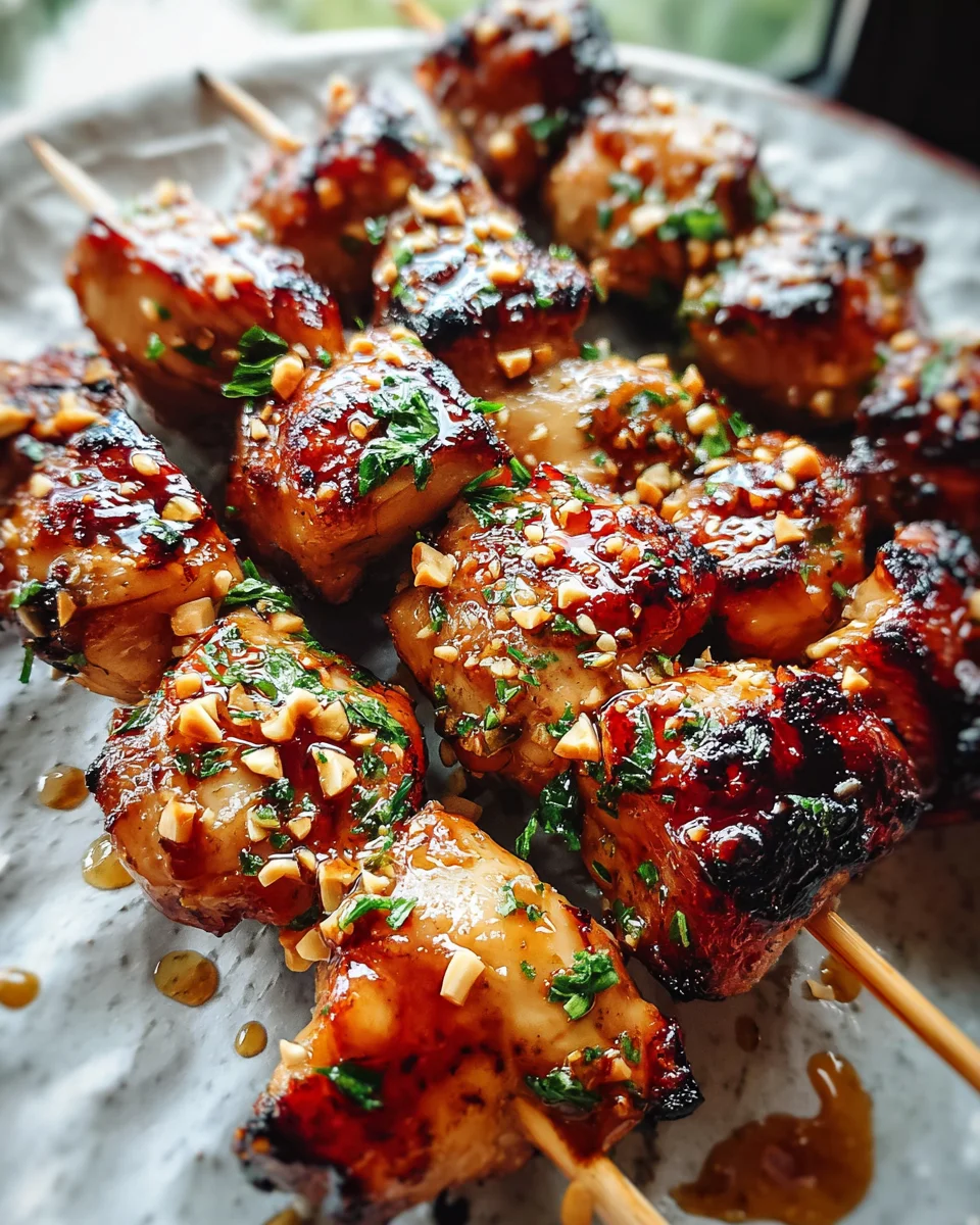 Easy Grilled Asian Chicken Skewers with Honey Garlic Sauce
