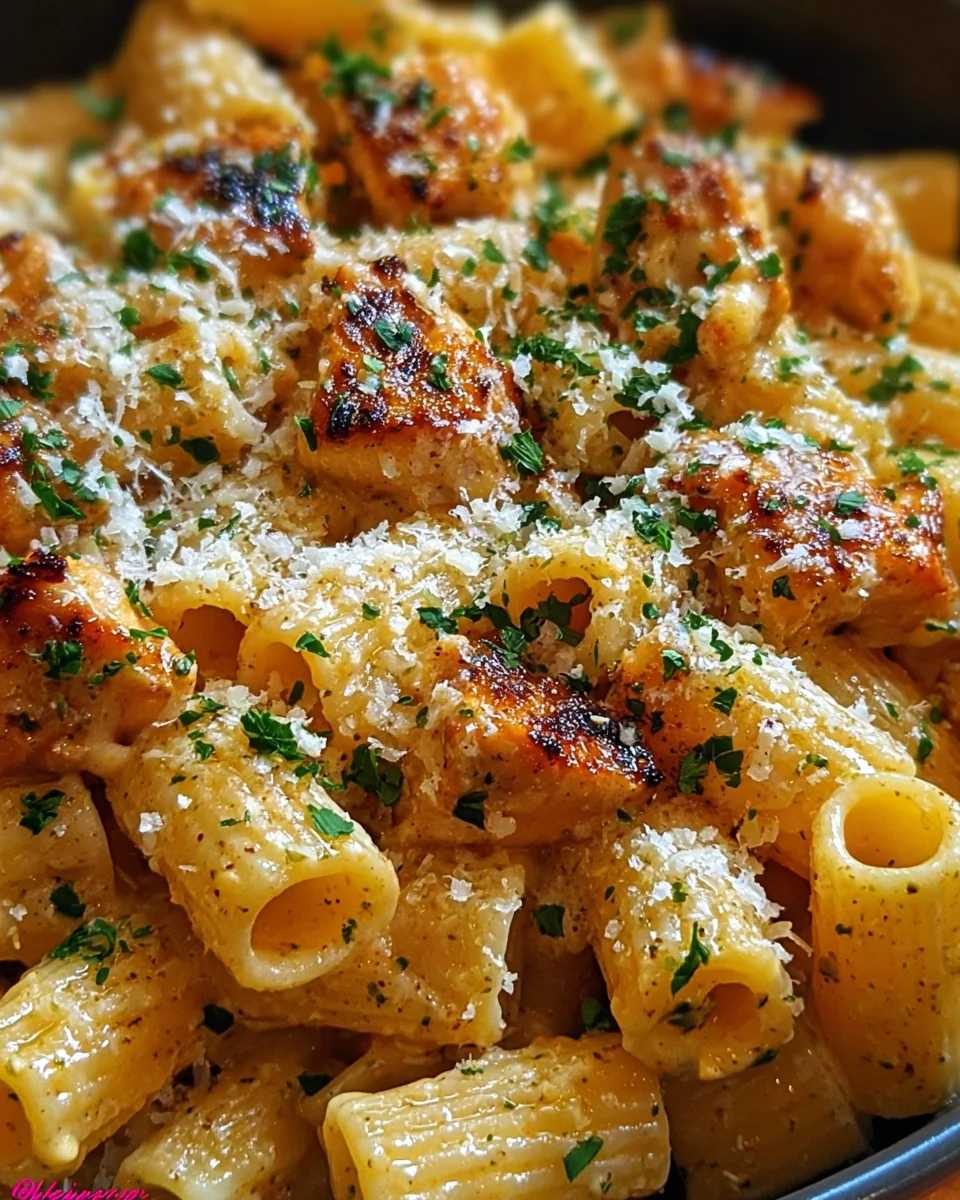 Garlic Butter Chicken with Rigatoni and Parmesan