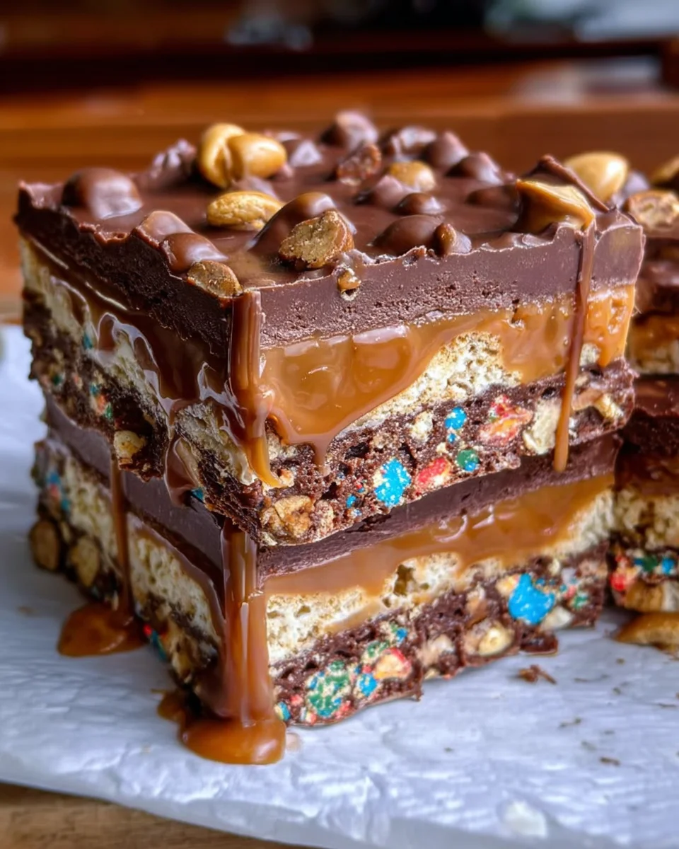 No Bake Crispy Snickers Bars 21 No