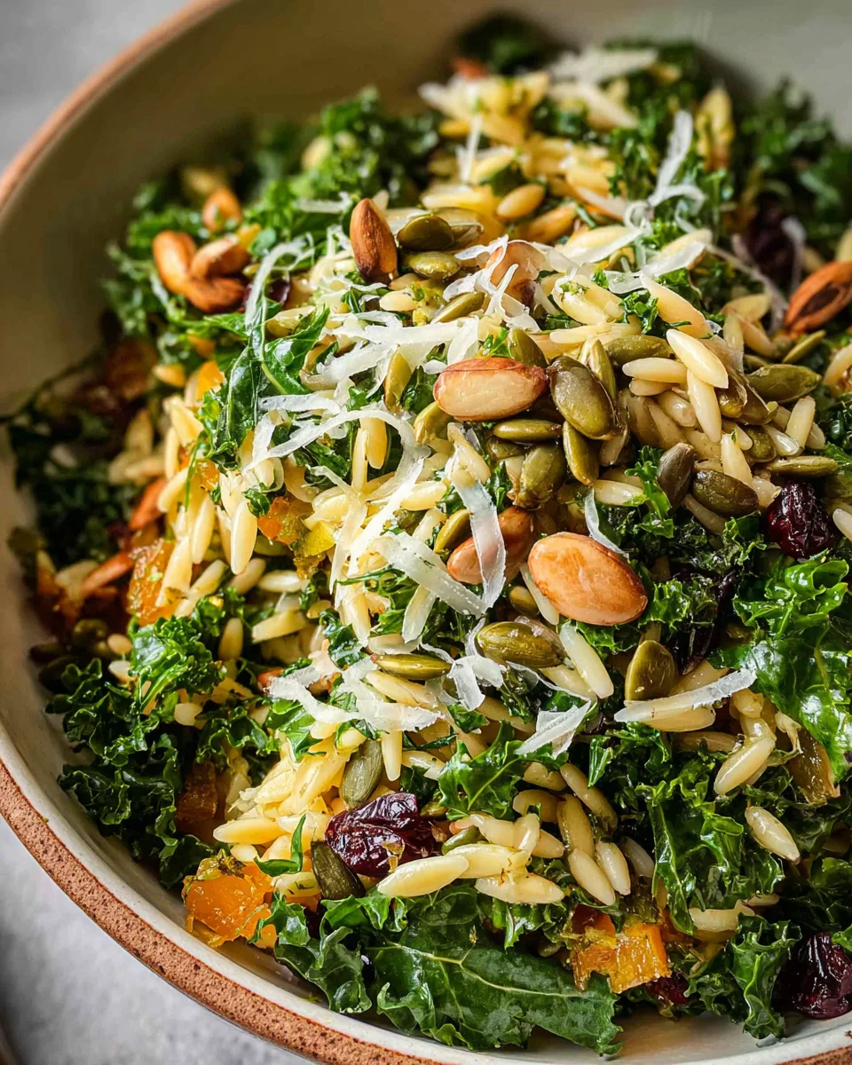 Orzo Kale Salad with Lemon Vinaigrette