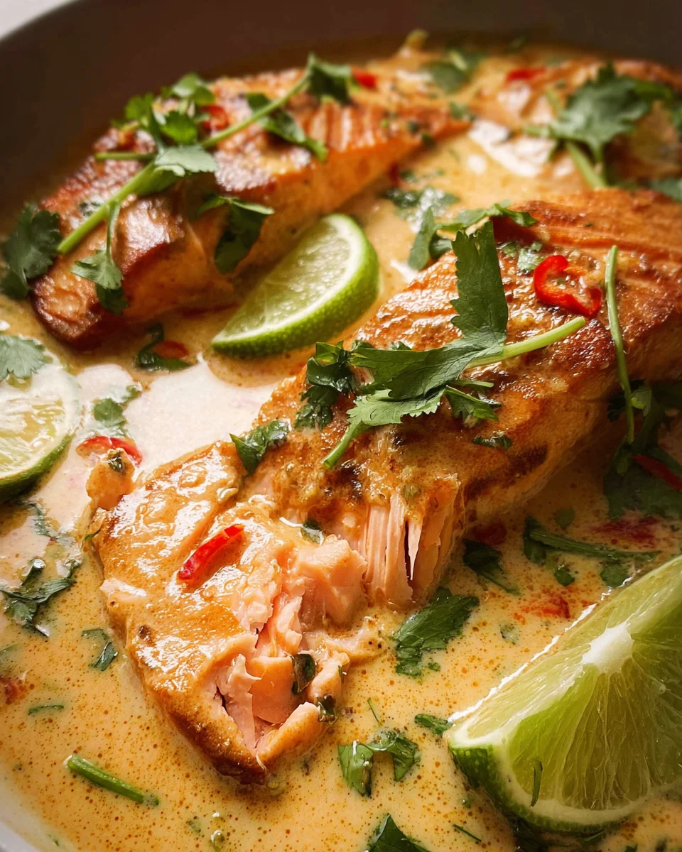 Poached Salmon in Coconut Lime Sauce