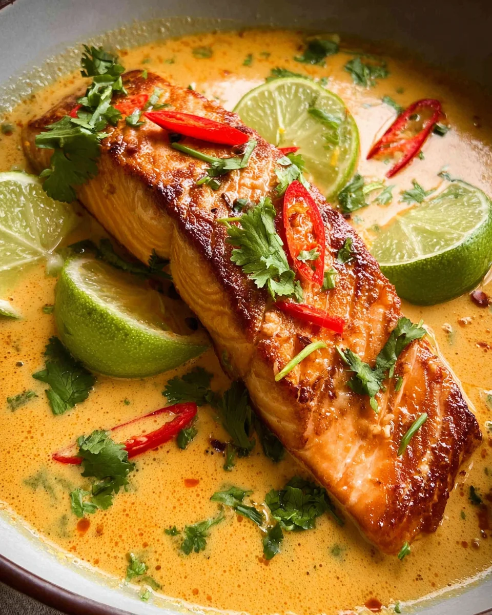 Poached Salmon in Coconut Lime Sauce 20 Poached