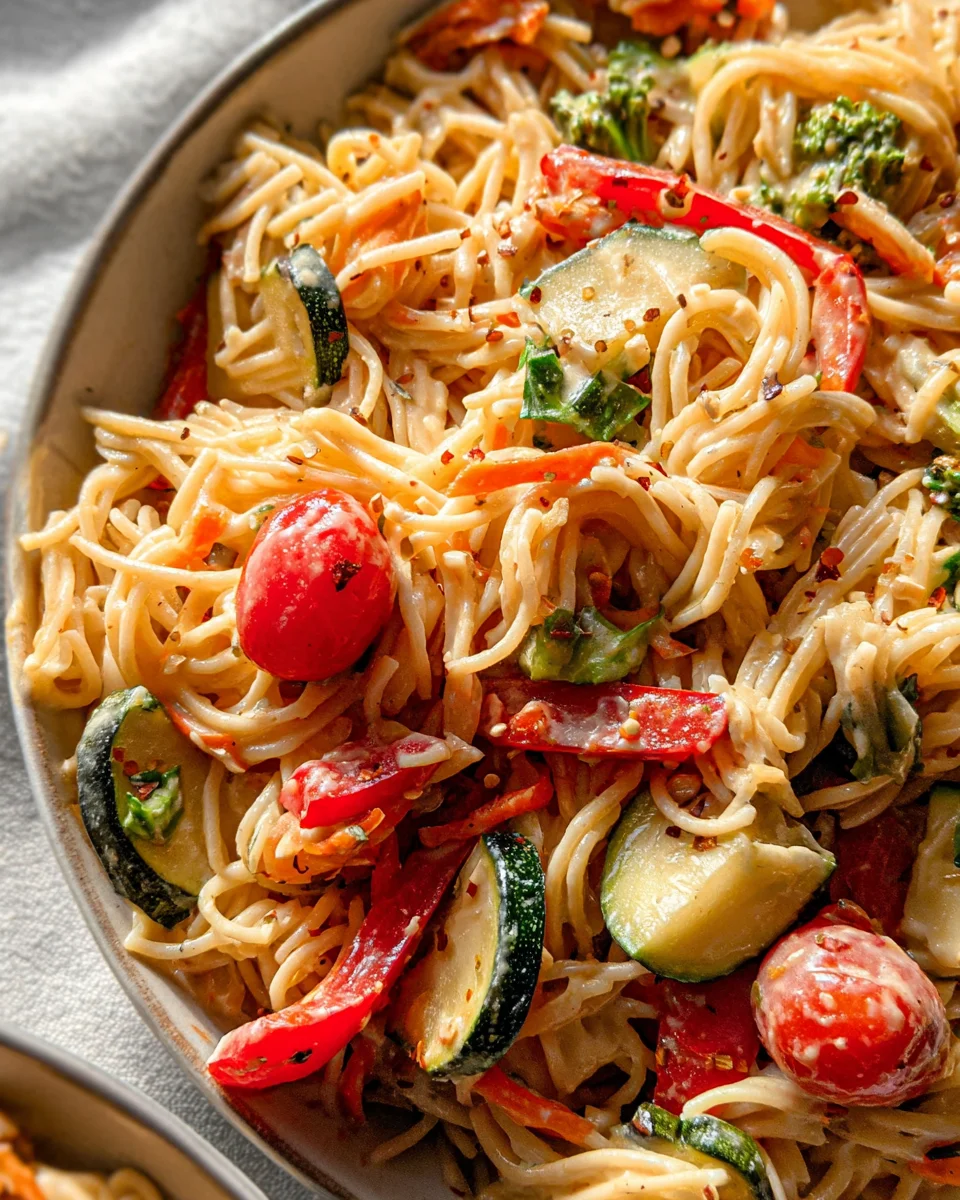 Vegan Pasta Primavera with Creamy Garlic Cashew Sauce