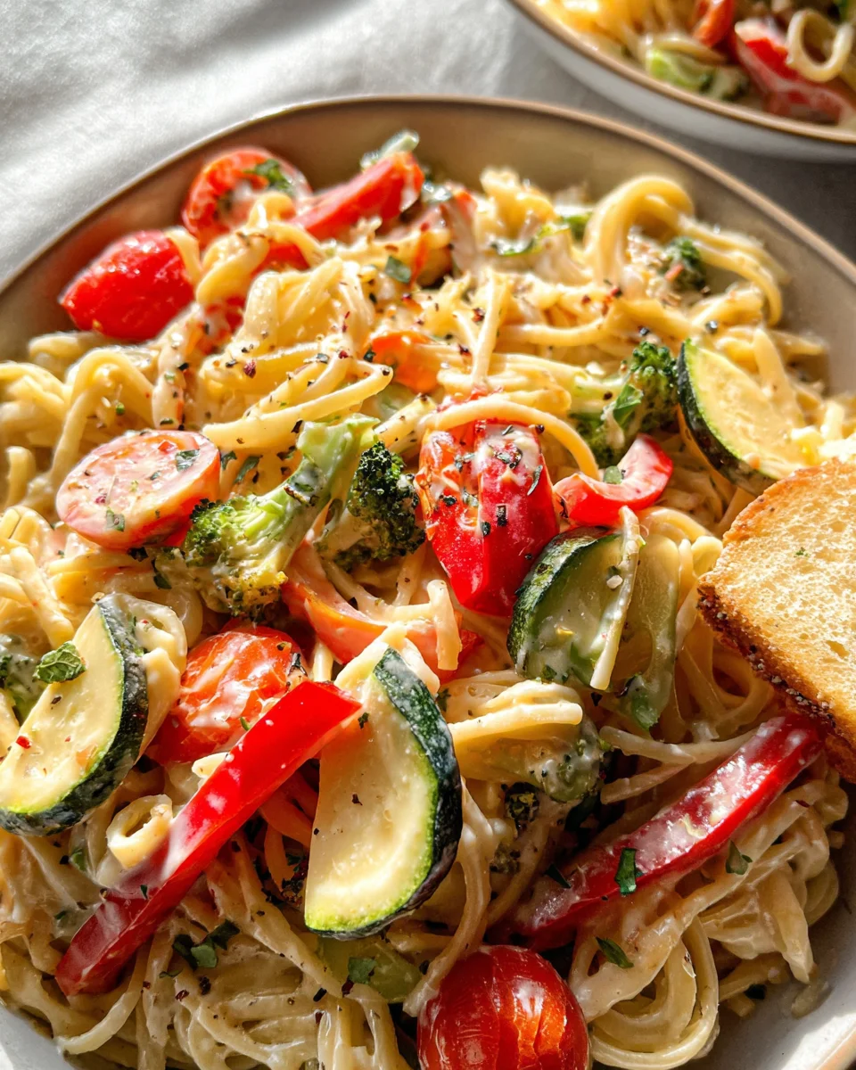 Vegan Pasta Primavera with Creamy Garlic Cashew Sauce 22 Vegan