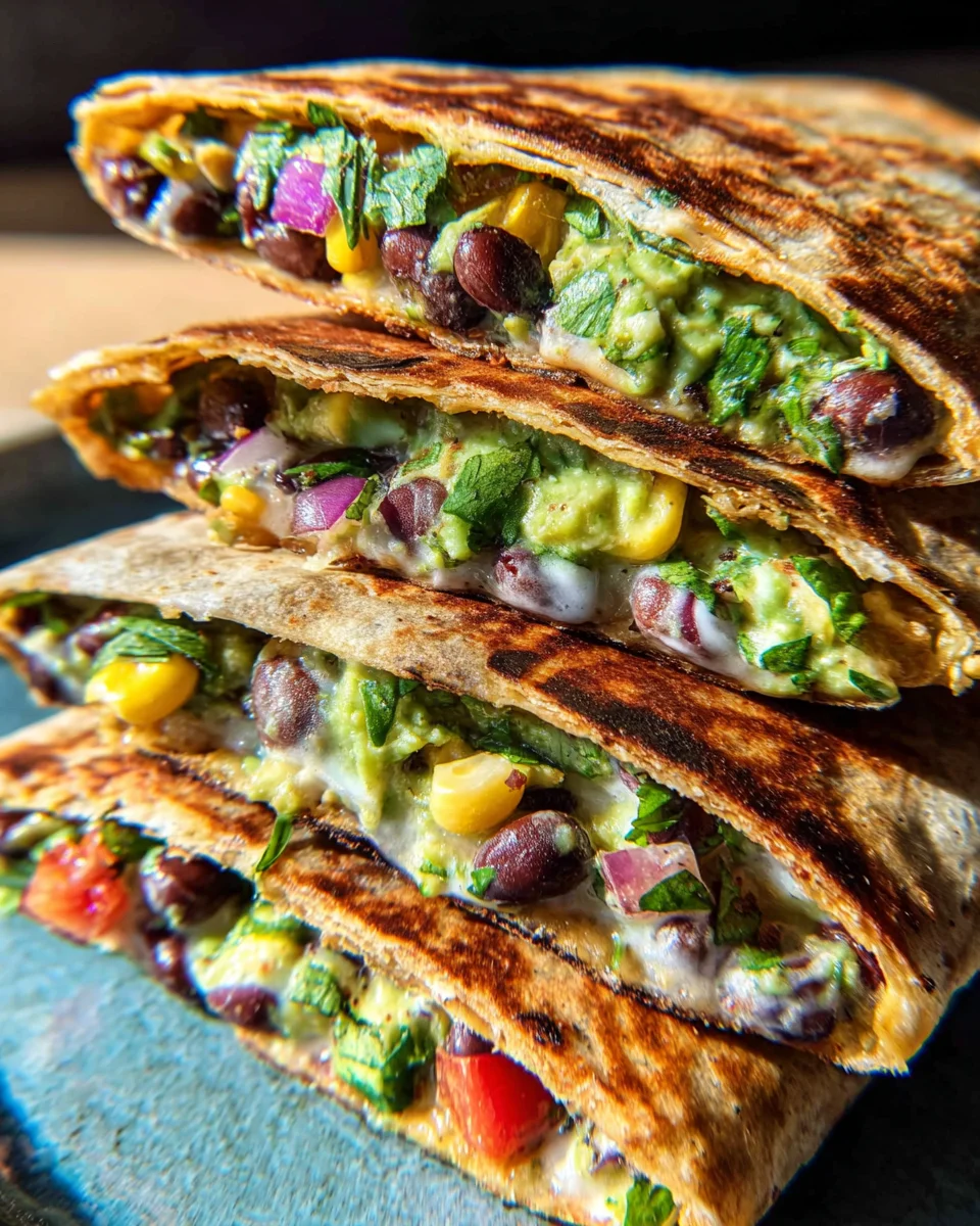 Vegan Quesadillas with Black Beans and Avocado