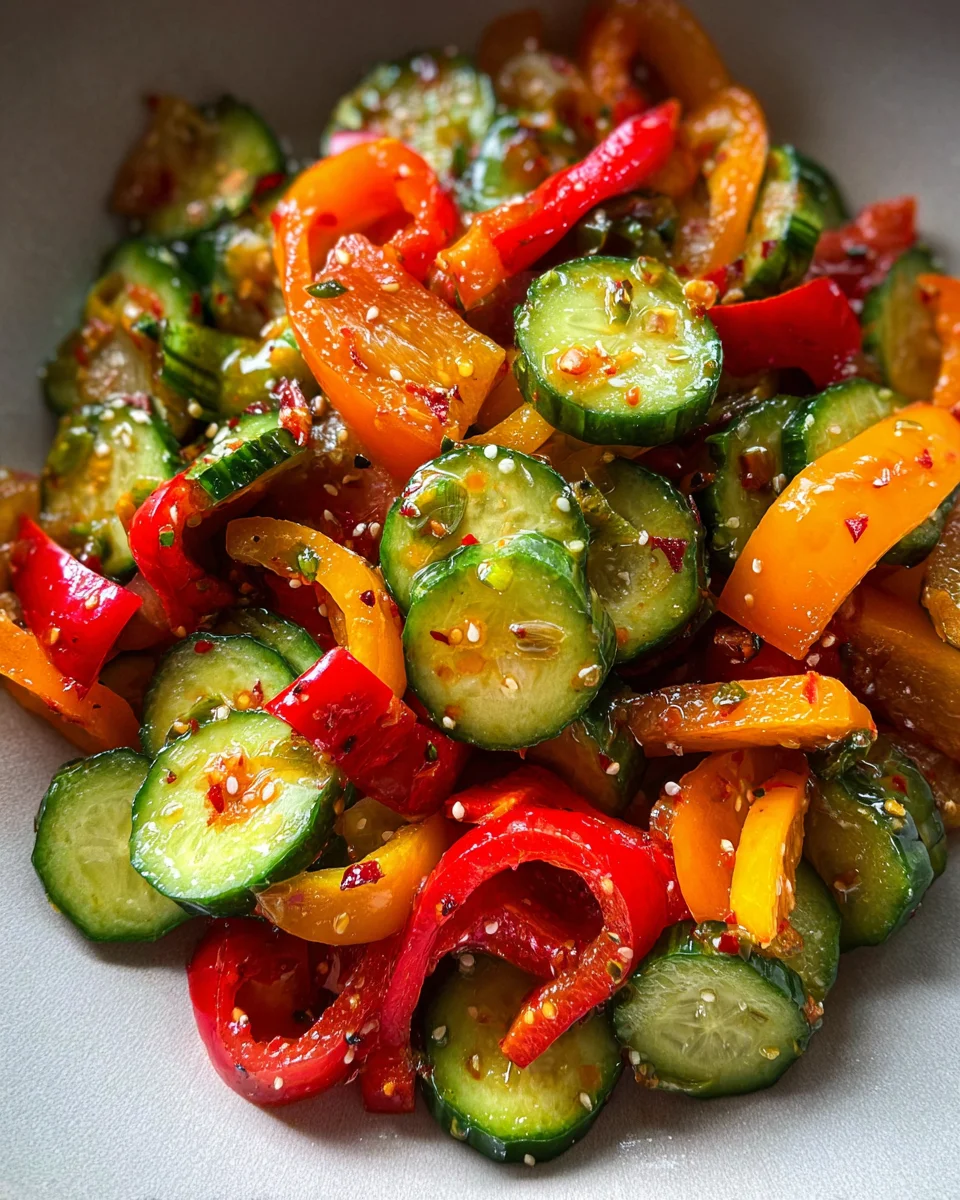 Viral TikTok Cucumber & Bell Pepper Salad