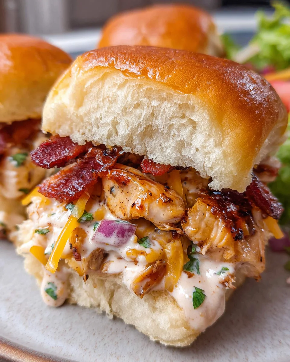 Bacon Ranch BBQ Chicken Sliders