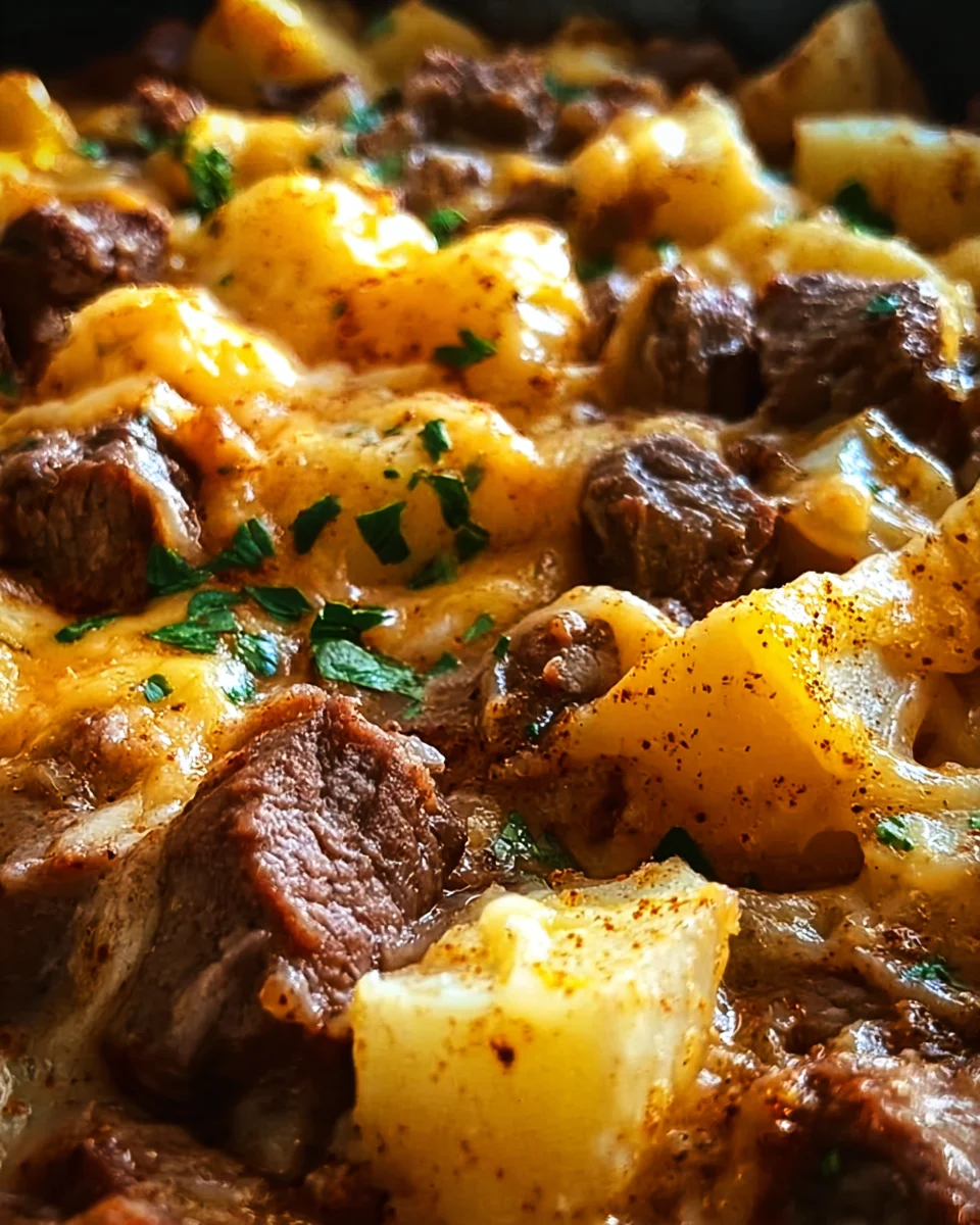 Crockpot Loaded Steak and Potato Bake Recipe