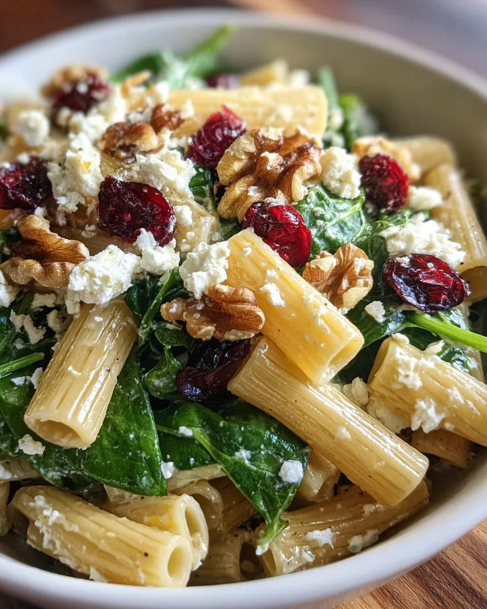 Feta & Cranberry Rigatoni Salad with Lemon Vinaigrette