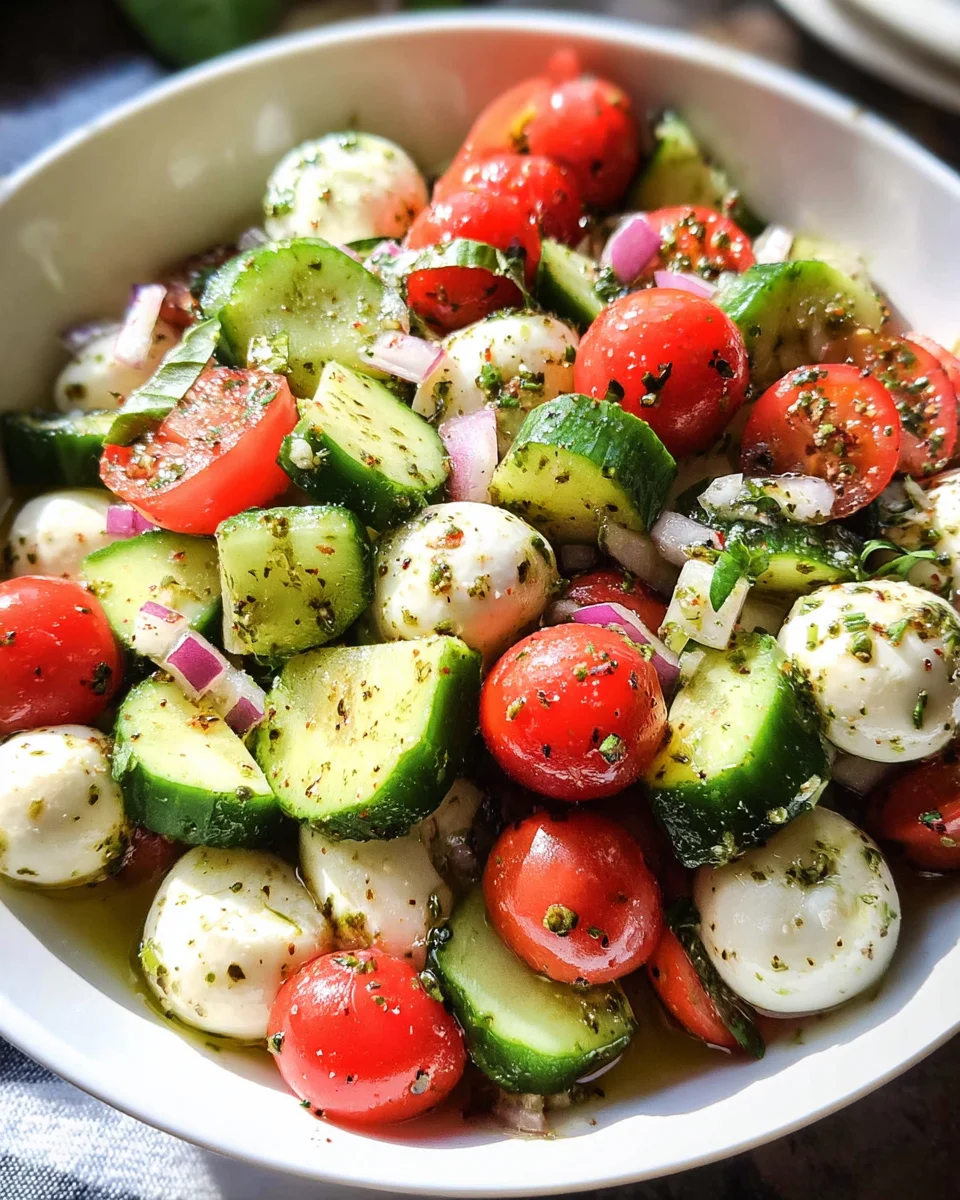 Fresh Cucumber Caprese Salad