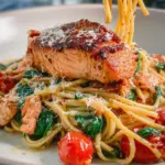 Healthy & Creamy Tuscan Salmon Pasta