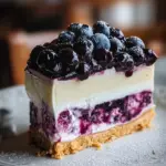 Lemon Blueberry Shortbread Mousse Cake