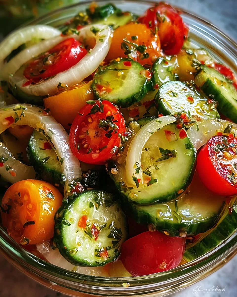Marinated Cucumbers, Onions, and Tomatoes
