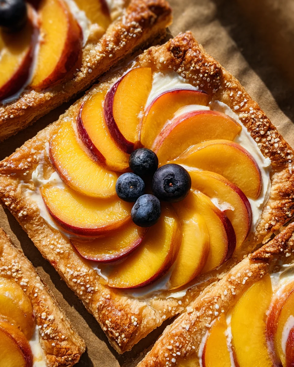 Peaches and Cream Puff Pastry Tart