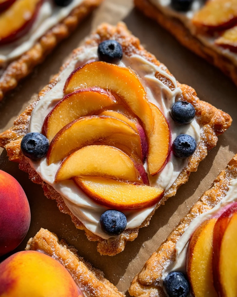 Peaches and Cream Puff Pastry Tart 17 Peaches