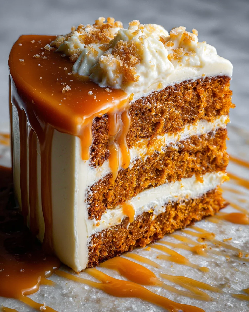 Pumpkin Cake with Cream Cheese Frosting and Salted Caramel Drizzle 36 Pumpkin Cake with Cream Cheese Frosting and Salted Caramel Drizzle