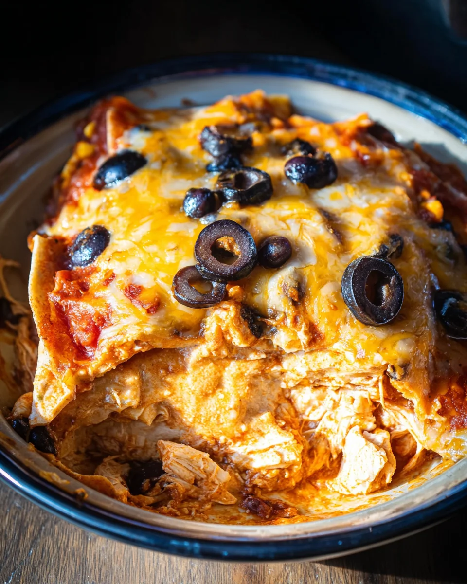 Crockpot Chicken Enchiladas Casserole