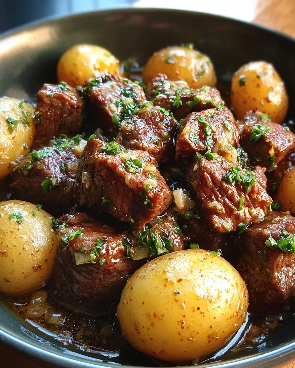 Garlic Butter Beef Bites with Potatoes