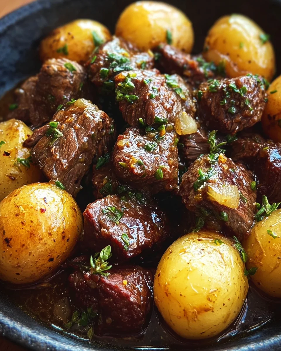 Garlic Butter Beef Bites with Potatoes 24 Garlic