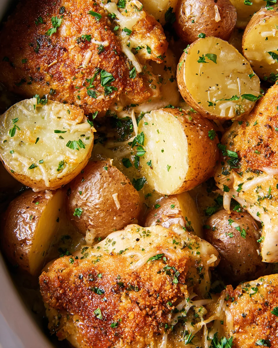 Garlic Parmesan Crockpot Chicken and Potatoes 18 Garlic