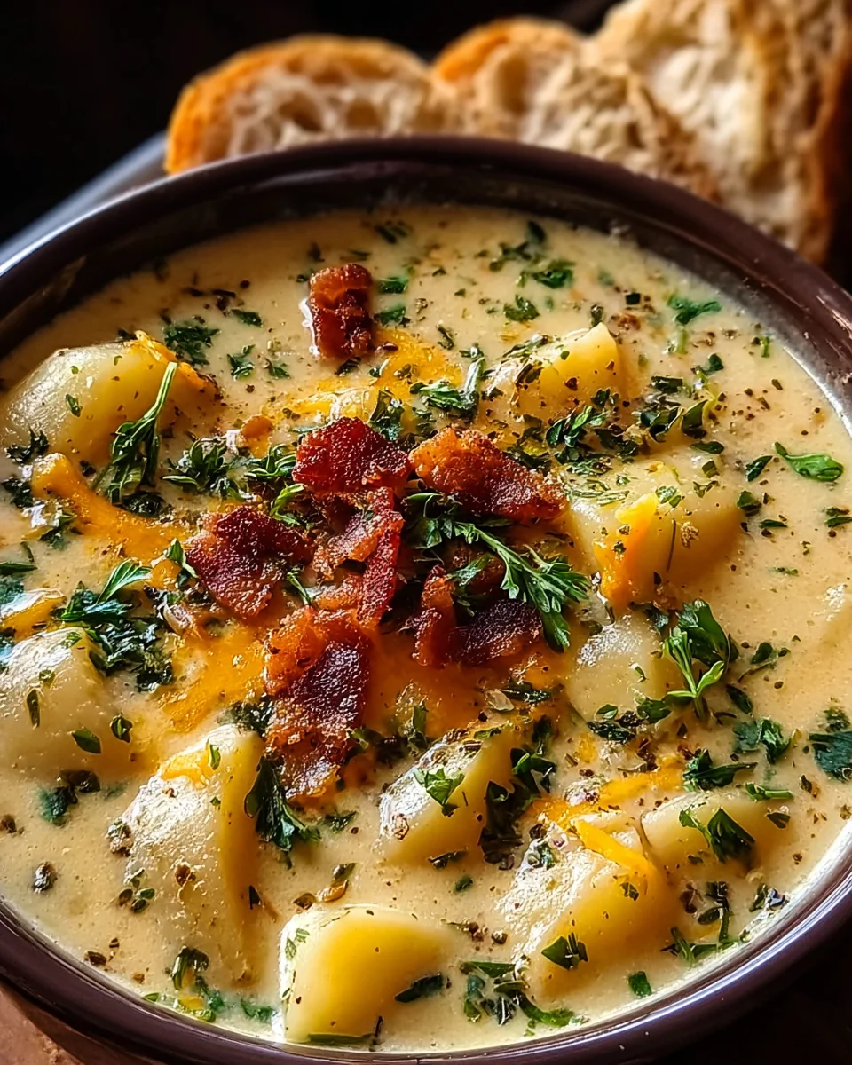 Hearty Cheddar Garlic Herb Potato Soup Recipe 24 Hearty