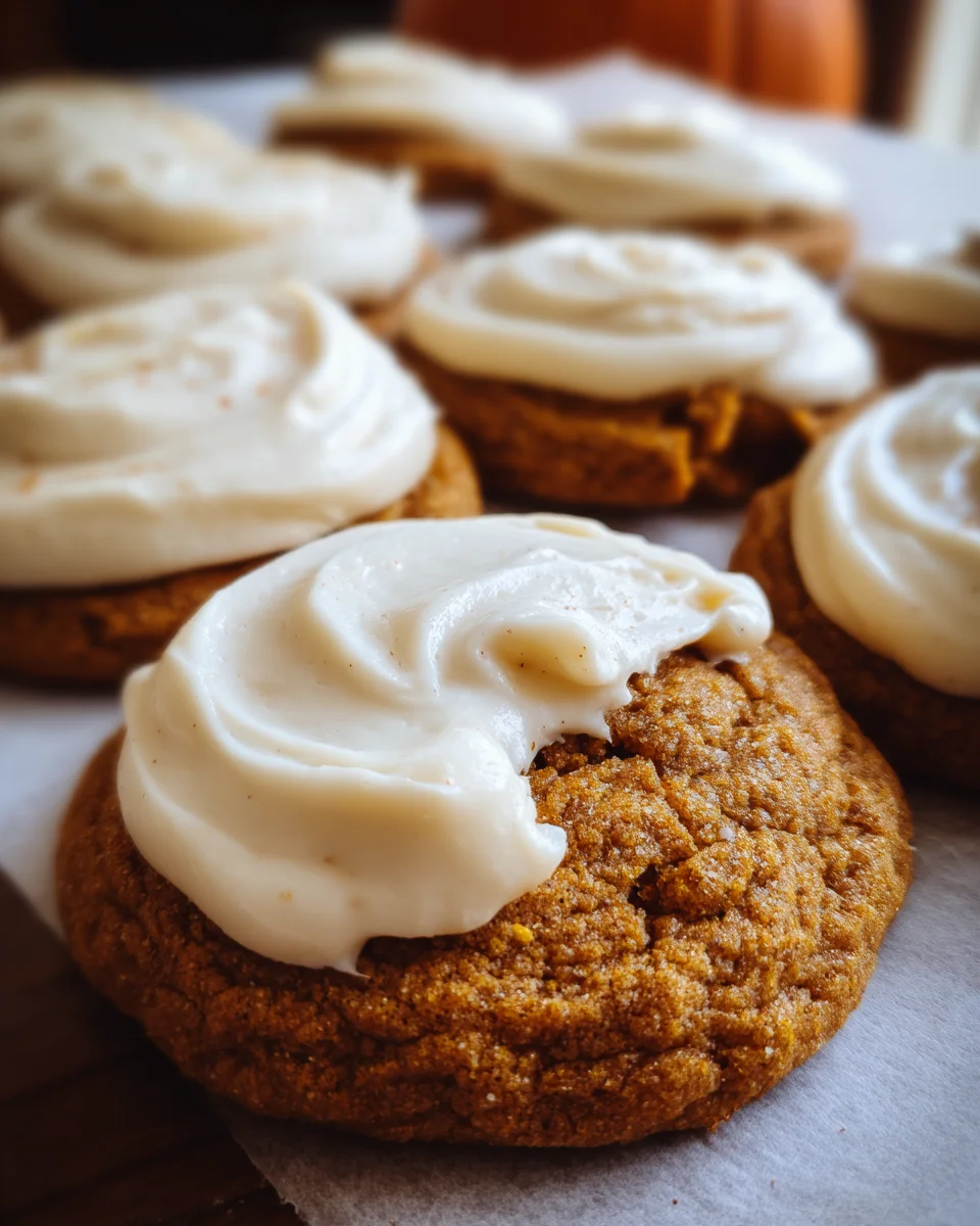 Pumpkin Sugar Cookies with Cream Cheese Frosting