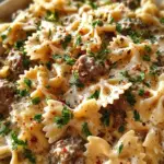 Beef and Bowtie Pasta with Alfredo Sauce 19 Beef and Bowtie Pasta with Alfredo Sauce