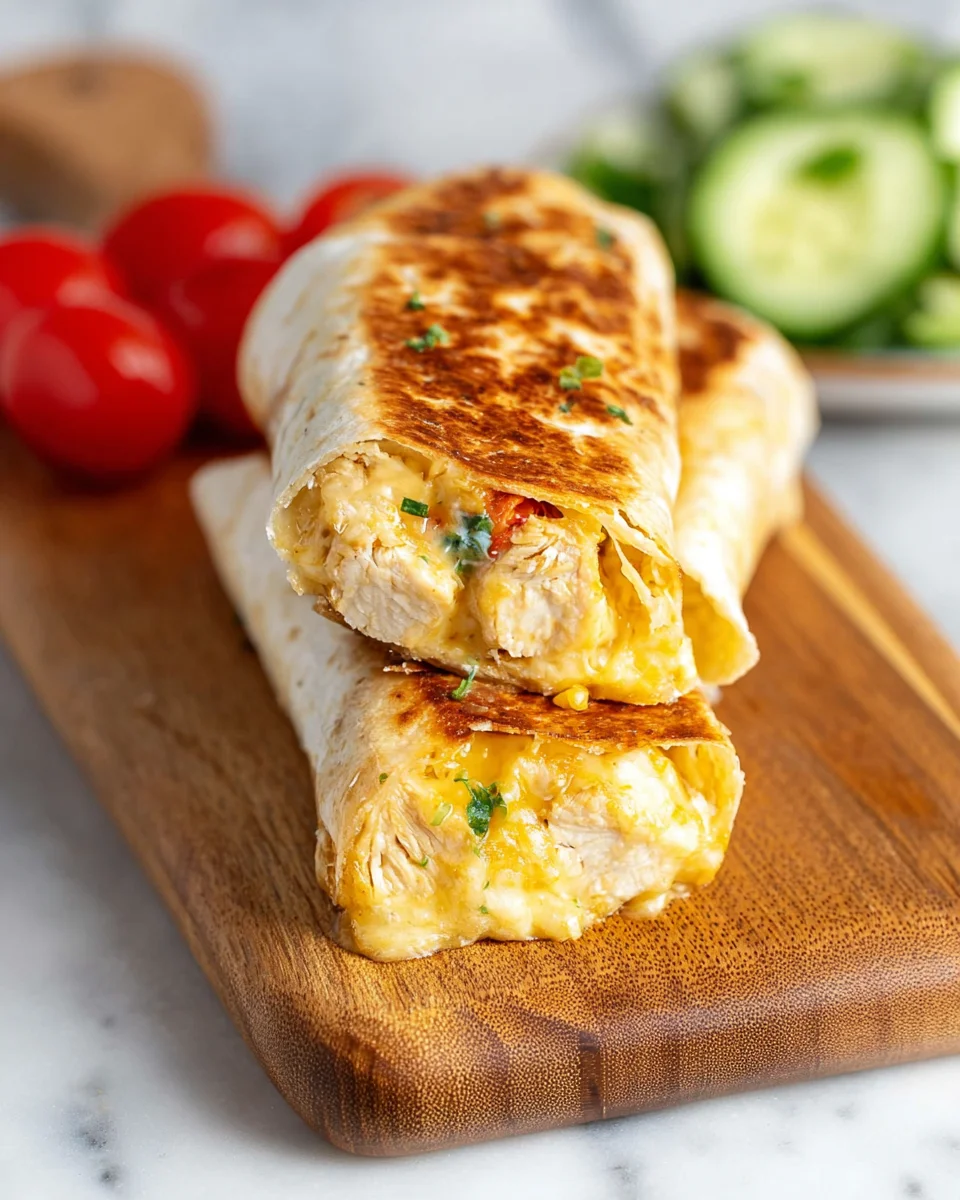 Cheesy Garlic Chicken Wraps
