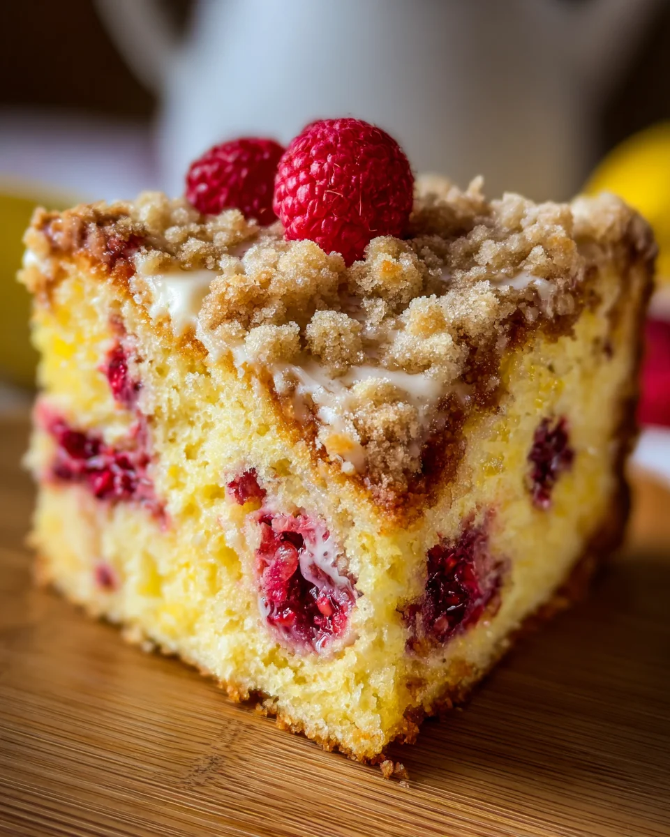 Easy Lemon Raspberry Cake with Crumb Topping