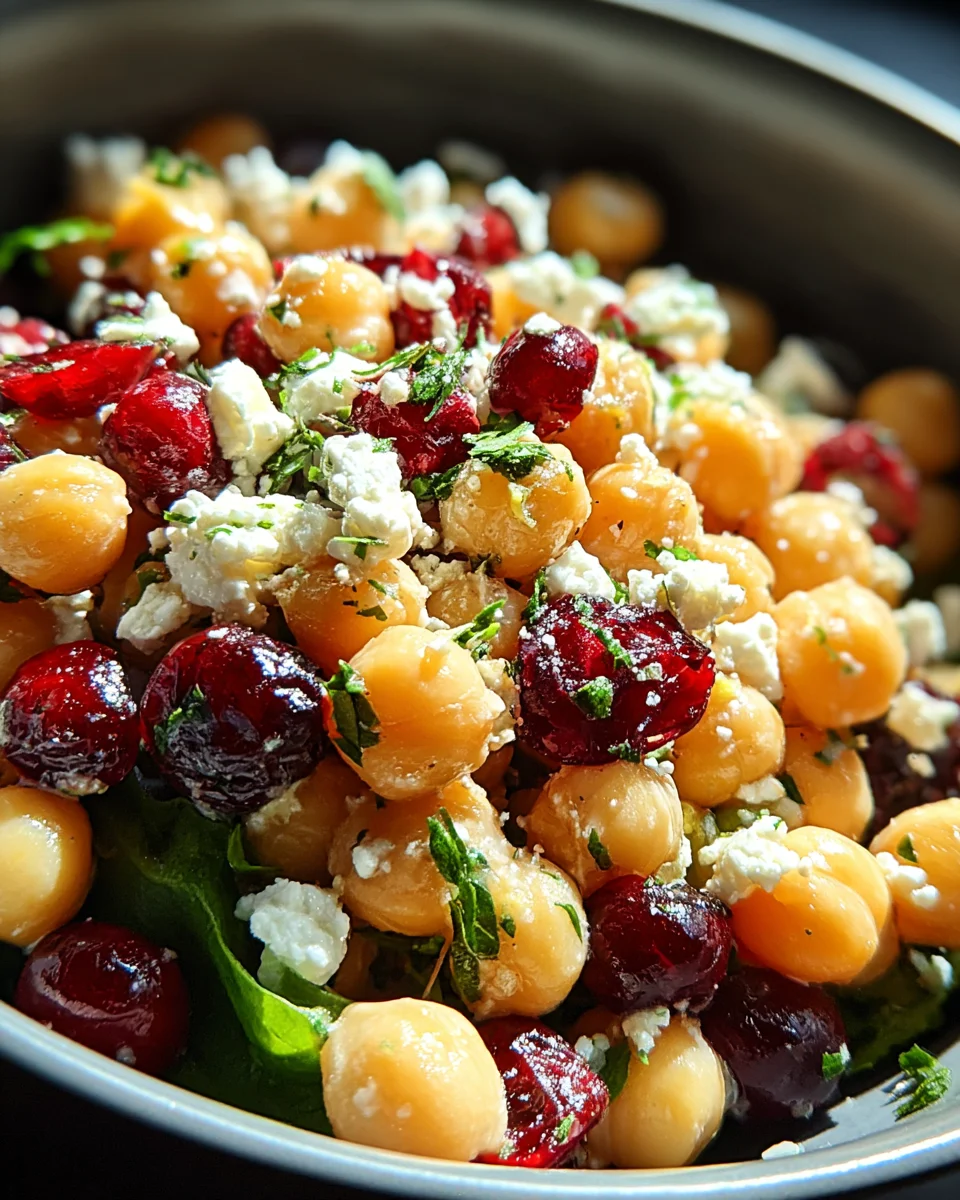 Feta & Cranberry Chickpeas with Lemon Vinaigrette