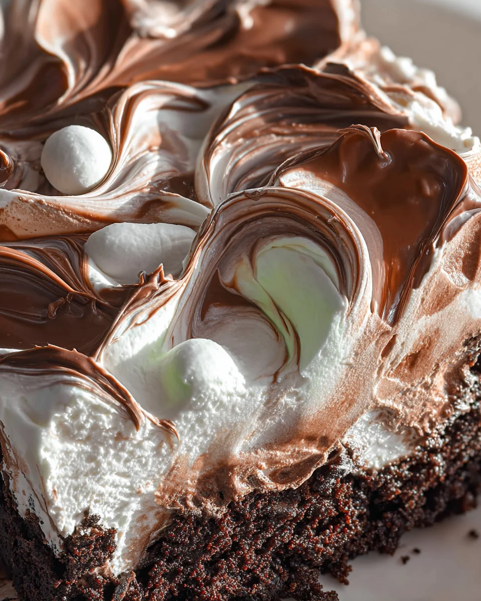 Marshmallow Chocolate Poke Cake
