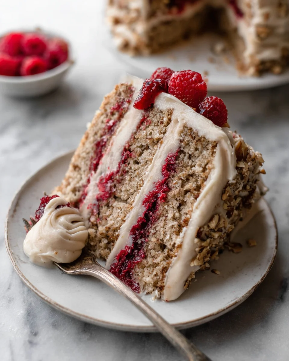 One Bowl Vegan Almond Raspberry Cake with Cream Cheese Frosting 28 One