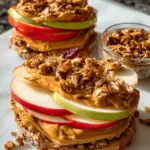 Peanut Butter Apple Sandwiches with Granola 16 Peanut Butter Apple Sandwiches with Granola