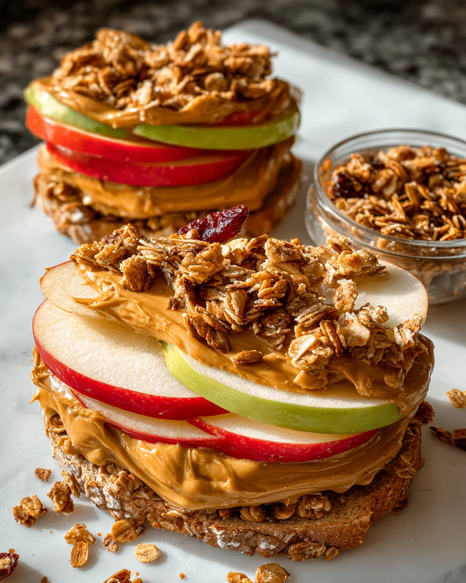 Peanut Butter Apple Sandwiches with Granola 31 Peanut Butter Apple Sandwiches with Granola