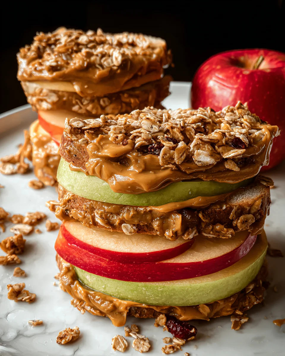 Peanut Butter Apple Sandwiches with Granola 14 Peanut