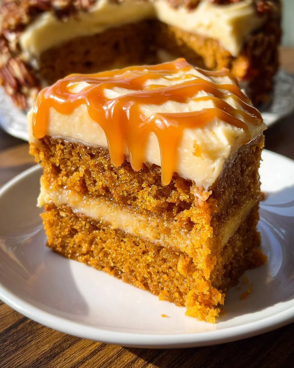 Pumpkin Cake with Caramel Cream Cheese Frosting 26 Pumpkin