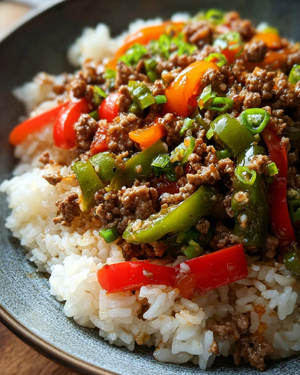 Beef and Pepper Rice Bowls